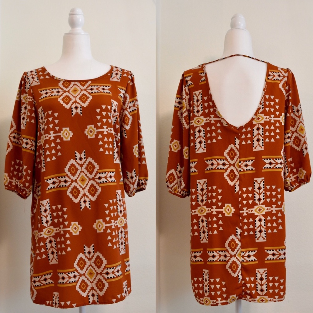 MILLIBON USA Ginger Tribal Pattern Tunic Size L
